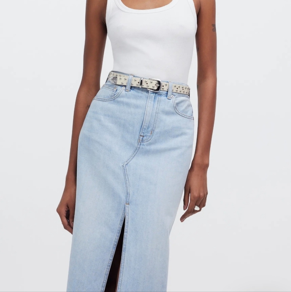 NWT Madewell Rilee Denim Midi Skirt